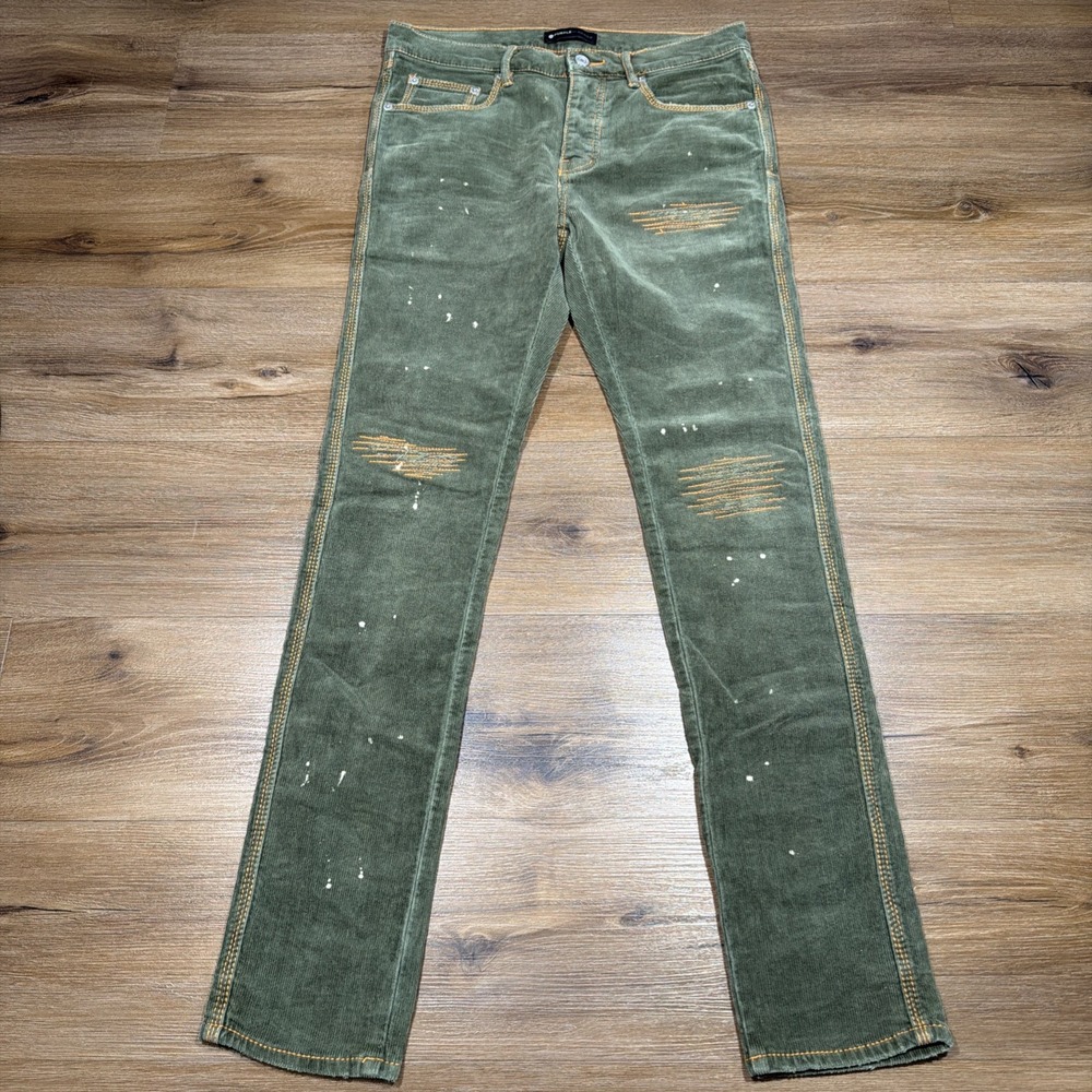 Purple Brand Jeans Mens Slim Fit Low Rise P001 Forest Corduroy Size 31 x 32